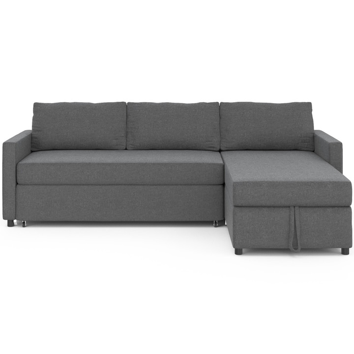 Schlafsofa Ottomane aus Stoff in Anthrazitgrau - NOAH | ID Market