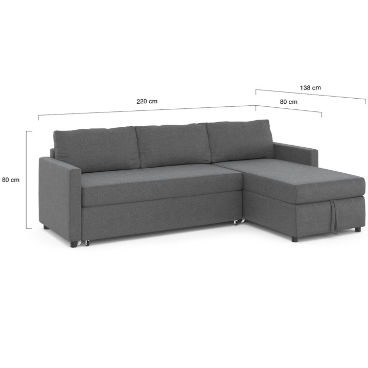 Schlafsofa Ottomane aus Stoff in Anthrazitgrau - NOAH | ID Market