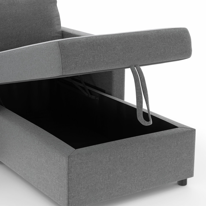 Schlafsofa Ottomane aus Stoff in Anthrazitgrau - NOAH | ID Market