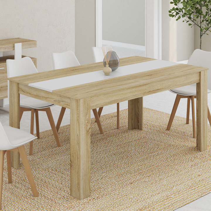 Witte eettafel 160 cm - imitatiehout - GEORGIA | ID Market
