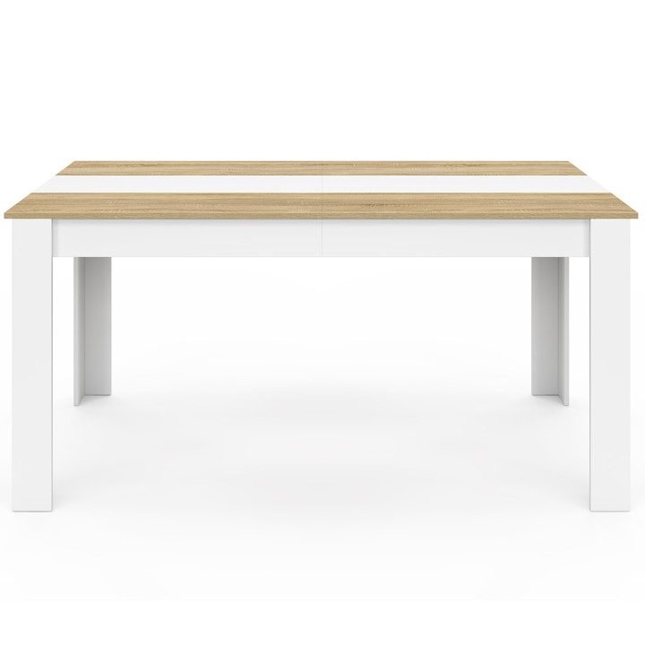 Mesa de comedor 8 personas 160 cm imitación haya y blanco - GEORGIA | ID Market