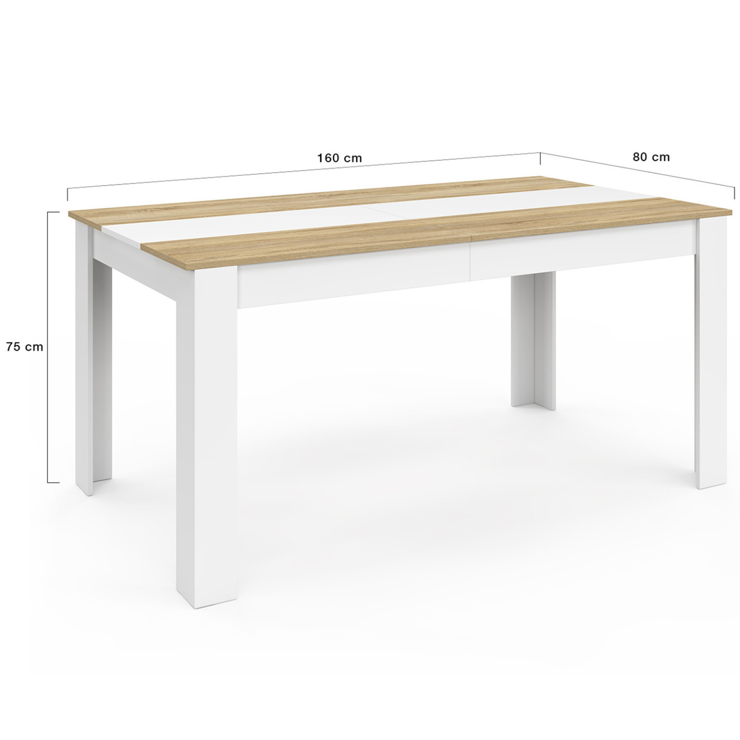 Esstisch für 8 Personen 160 cm Buche-Nachbildung und Weiß - GEORGIA