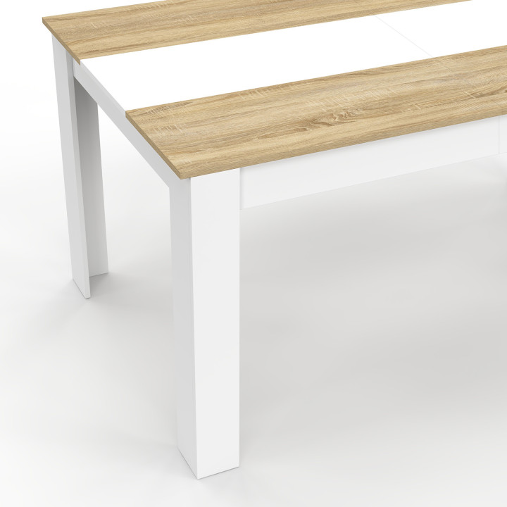 Mesa de comedor 8 personas 160 cm imitación haya y blanco - GEORGIA | ID Market