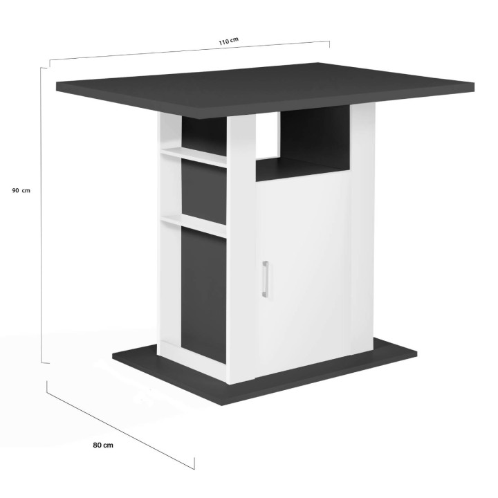 Isola centrale economica per cucina in legno grigio e bianco da 110 cm - UGO | ID Market