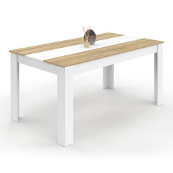 Grote eettafel, 8 pers., 160 cm, imitatiebeuken en wit - GEORGIA | ID Market