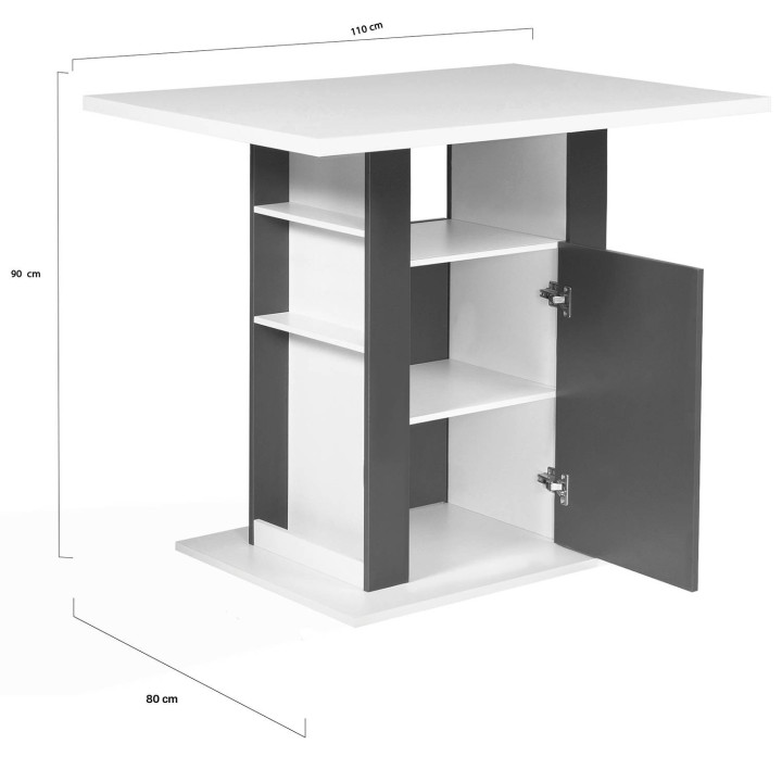 Isla central barata para cocina de 110 cm de madera blanca y gris - UGO | ID Market
