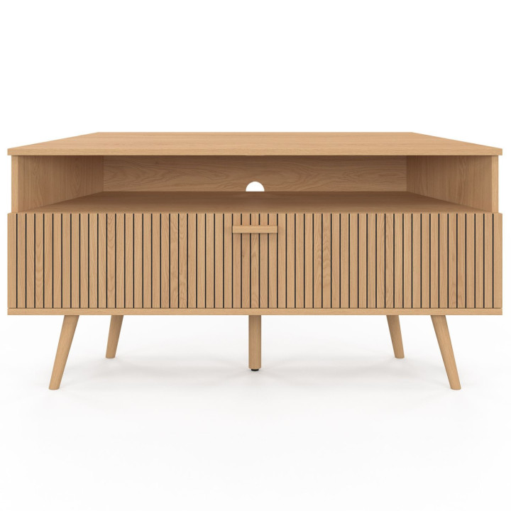 JULIETTE 110 cm hoek TV meubel met 1 eiken latdeur