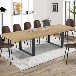 Mesa de comedor rectangular para 12 personas, madera y negro 300 cm - PHOENIX | IdMarket