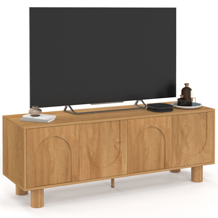 ARCHIE 4-deurs 140 cm TV-element met houteffect in boogdesign
