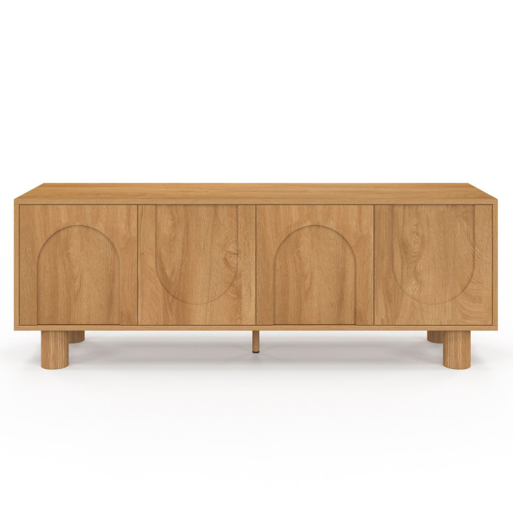 Mueble TV ARCHIE 140 cm con 4 puertas arqueadas efecto madera