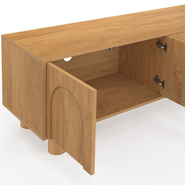 Mobile TV ARCHIE 140 cm con 4 ante ad arco effetto legno