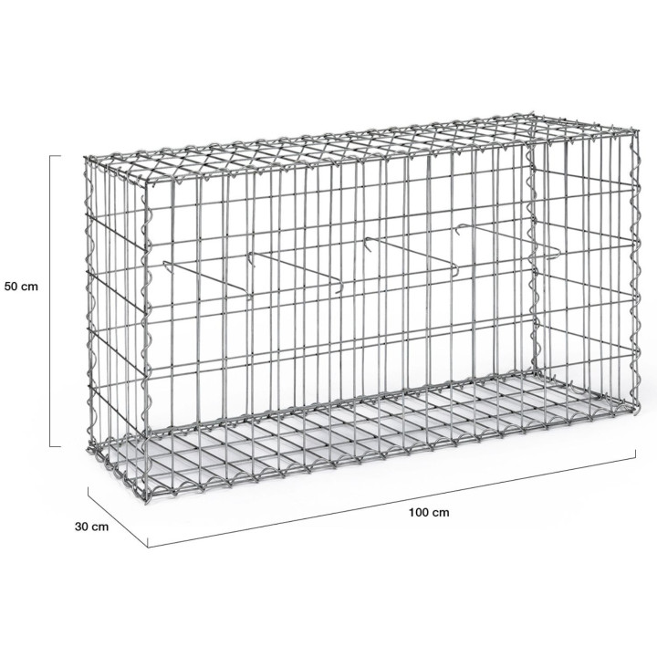Lot de 2 gabions pour pierre 100 x 30 x 50 cm