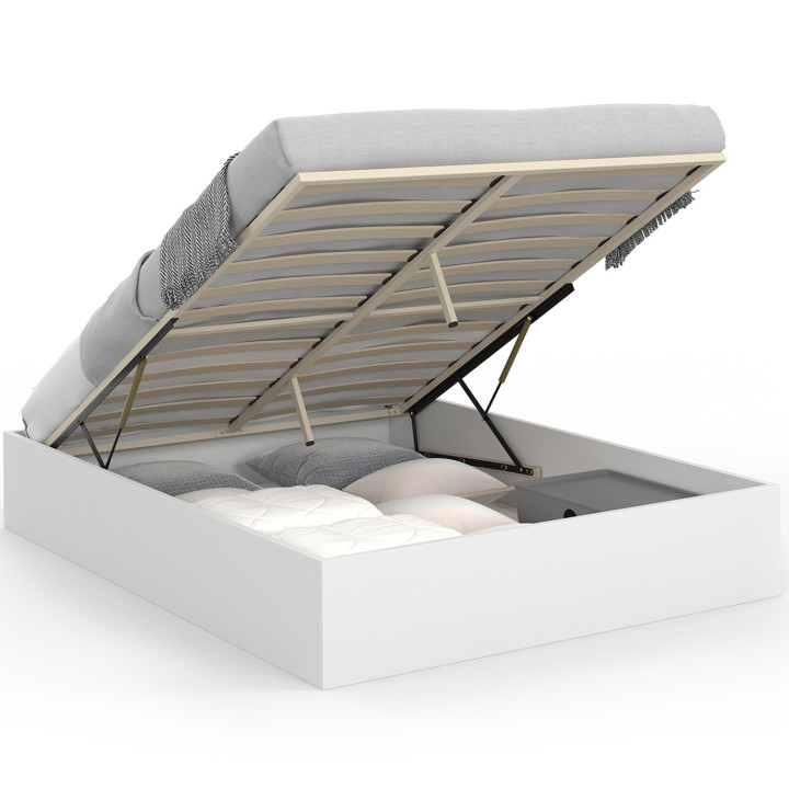 Letto matrimoniale con box spring 160 x 200 cm bianco - SANDSIDE | IdMarket