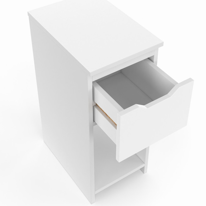 Juego de 2 mesillas de noche, 1 cajón con nicho blanco - ANOUK | IdMarket