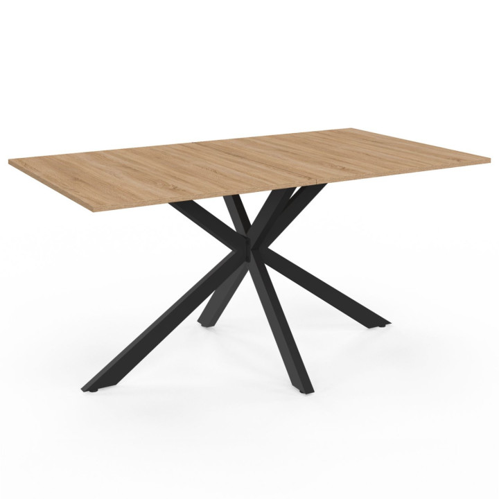 Juego de mesa de comedor rectangular 160 cm madera y negro y 6 sillas de terciopelo gris oscuro - ALIX | IdMarket