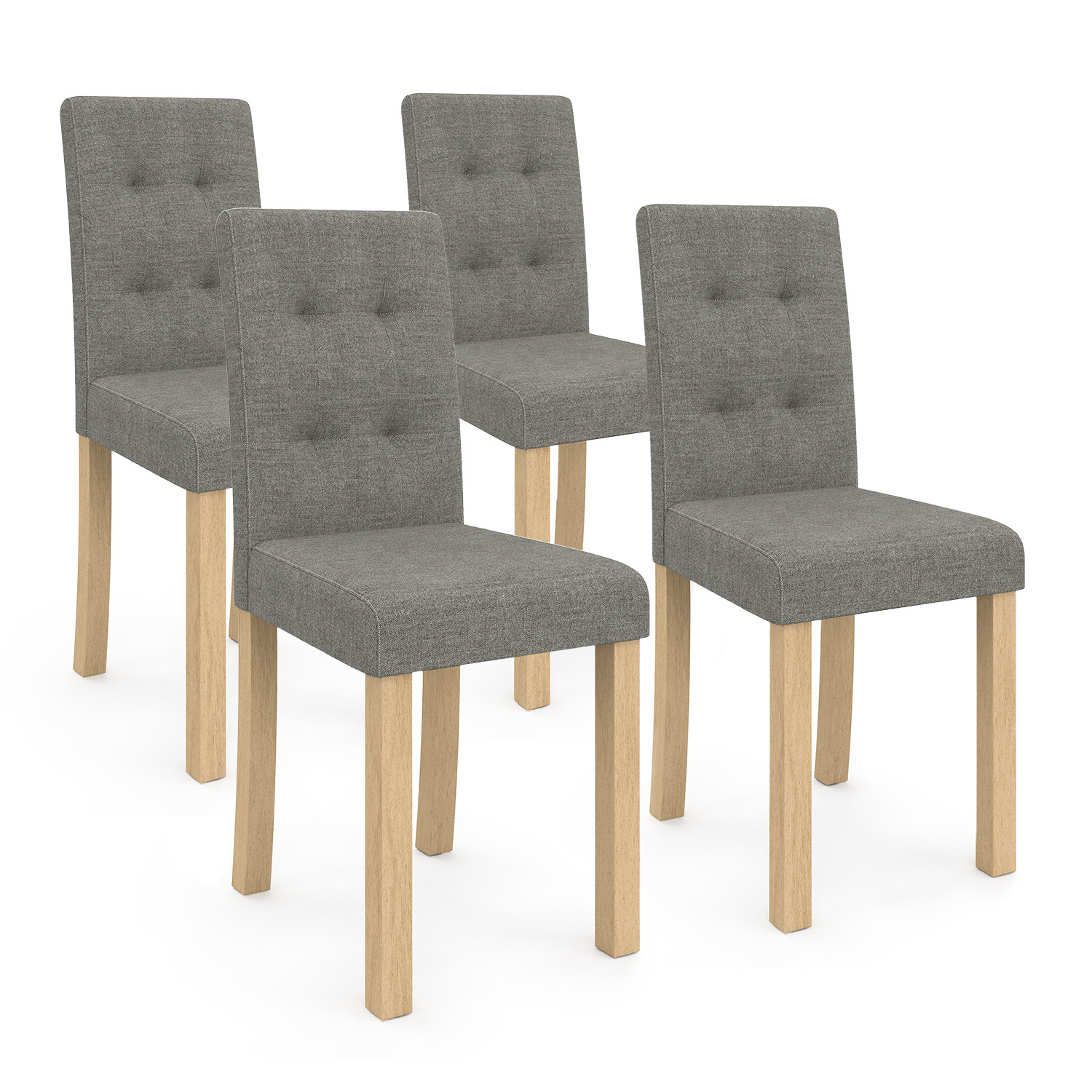 Lot 4 chaises capitonnées gris chiné