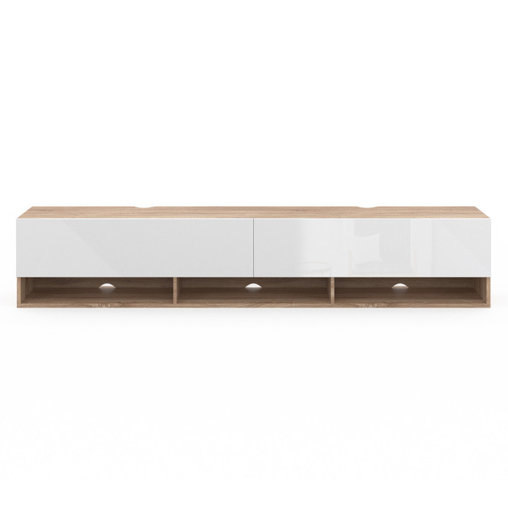 Hängendes TV-Möbel aus Holz und Weiß mit Regalen 180cm - ELIO | ID Market