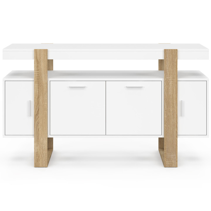 Aparador 140 cm con 4 puertas blanco y madera - PHOENIX | ID Market