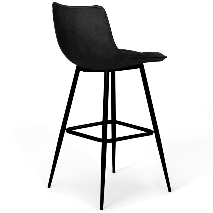 Lot de 6 tabourets de bar MADY en velours noir