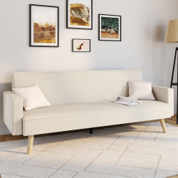 Skandinavisches gerades 3-Sitzer-Sofa, umwandelbar, LARS Cord beige
