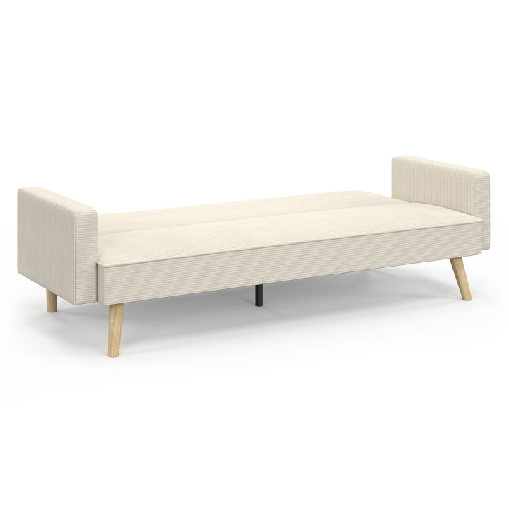 Sofá cama recto 3 plazas escandinavo LARS pana beige