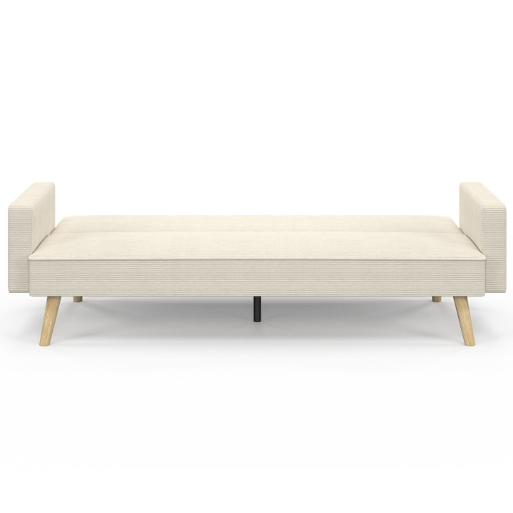 Scandinavische 3-zits rechte slaapbank in beige ribfluweel - LARS | IdMarket