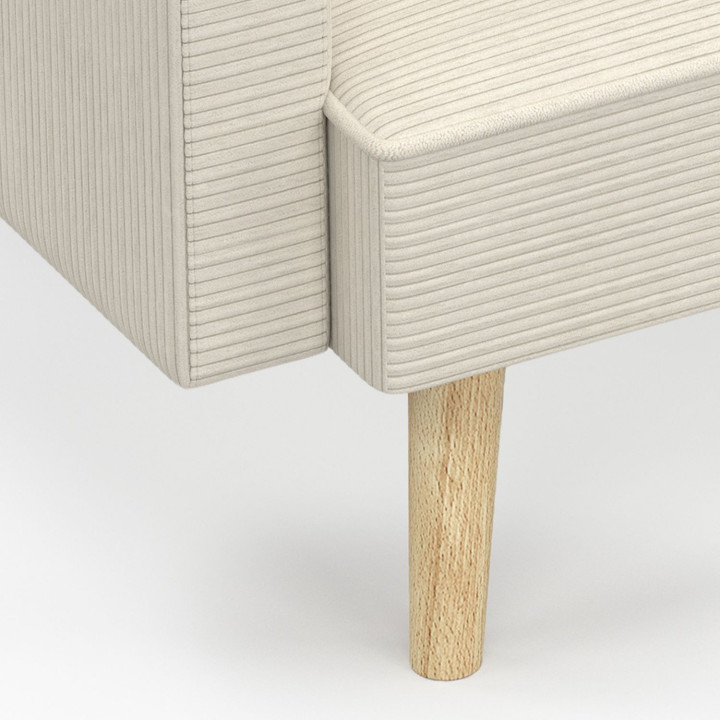 Scandinavische 3-zits rechte slaapbank in beige ribfluweel - LARS | IdMarket