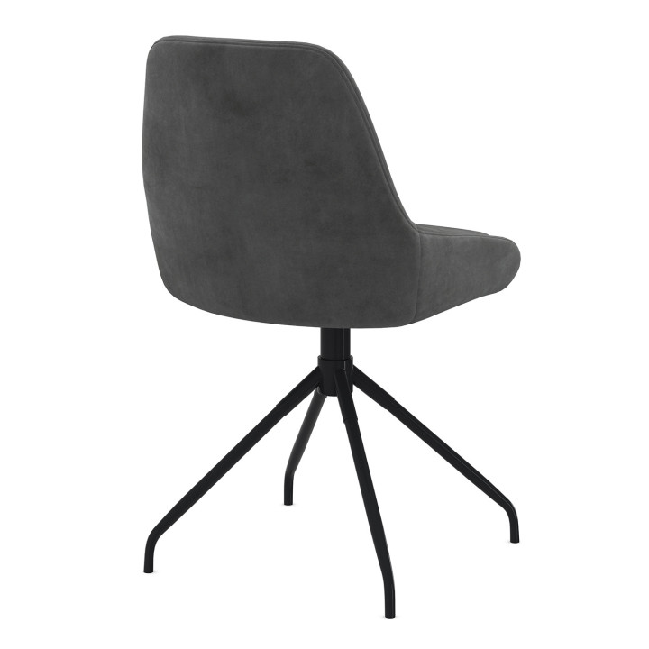 Set di 4 sedie girevoli in velluto grigio scuro THALYA con braccioli