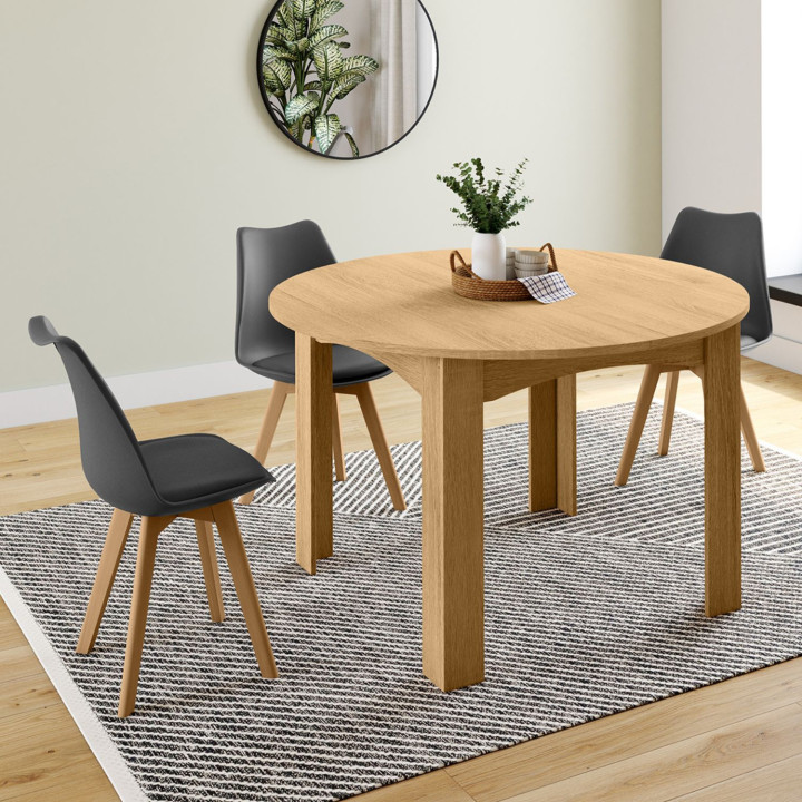 Mesa de comedor redonda extensible de madera para 4-8 personas - DONA | ID Market