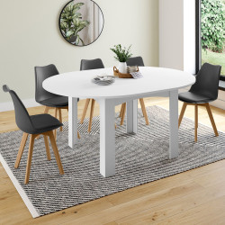 Mesa de comedor redonda extensible blanca 4-8 personas - DONA | ID Market
