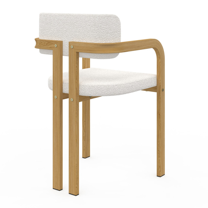 Lot de 2 chaises de salle à manger, fauteuils de table ESMA en métal effet bois et tissu bouclette avec accoudoirs