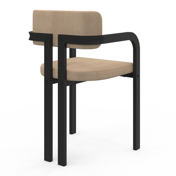 Set di 2 sedie da pranzo ESMA in metallo nero e velluto taupe e poltrone da tavolo con braccioli