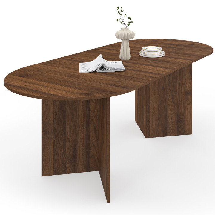 Uitschuifbare ovale eettafel MARTHE 6 -10 personen walnoot 160-200 cm