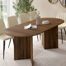 Uitschuifbare ovale eettafel MARTHE 6 -10 personen walnoot 160-200 cm