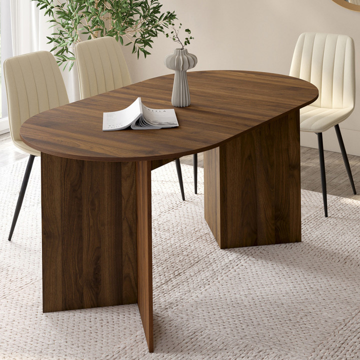 Table  à manger extensible ovale MARTHE 6 -10 personnes noyer 160-200 cm