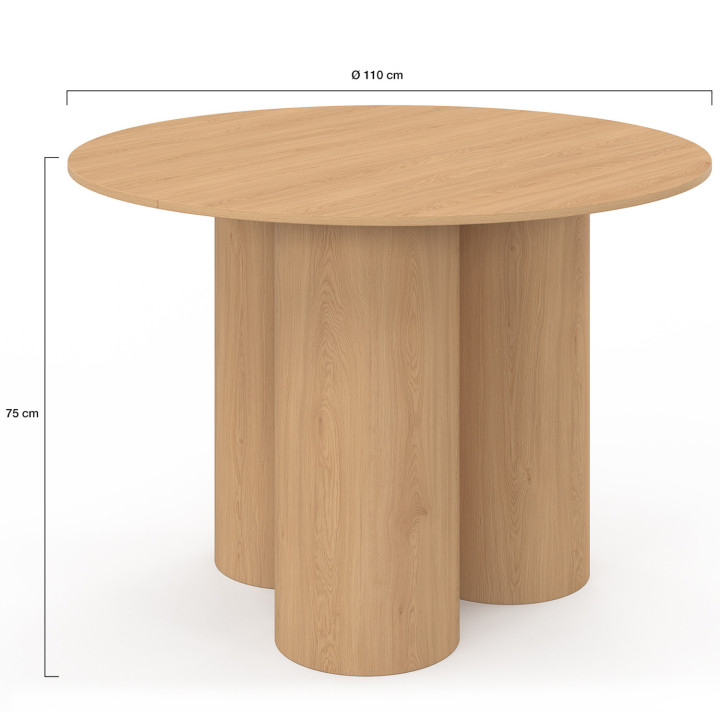 ELOISE 6-persoons ronde eettafel, beuken 110 cm