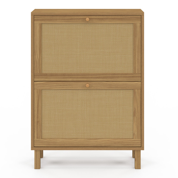 Zapatero HANAE 12 piezas imitación haya 2 puertas efecto caña natural