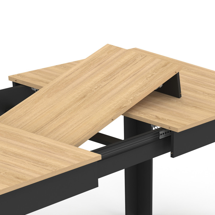 Mesa de comedor rectangular ROZY 4-8 personas tablero de haya negro 160 - 200 cm