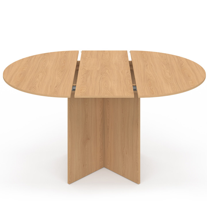 Table à manger extensible ovale MARTHE 6-8 personnes bois façon hêtre 110-150 cm