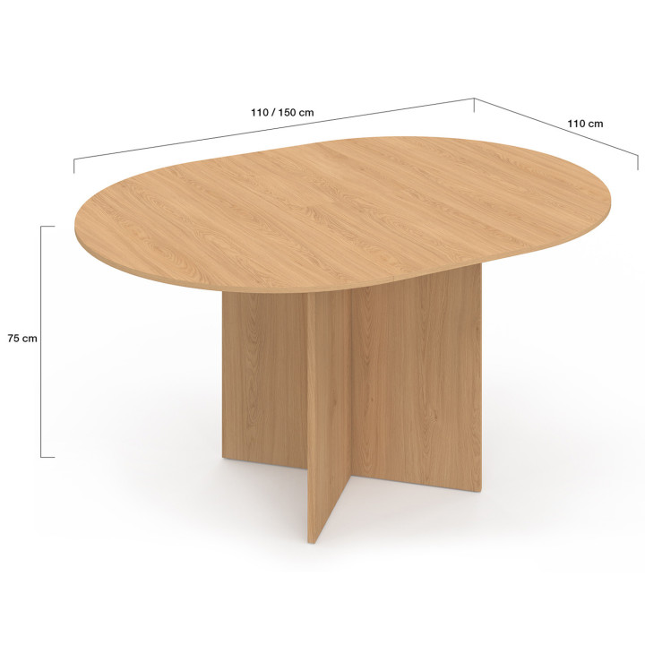 MARTHE mesa de comedor oval extensible 4-8 personas efecto madera de haya 110-150 cm