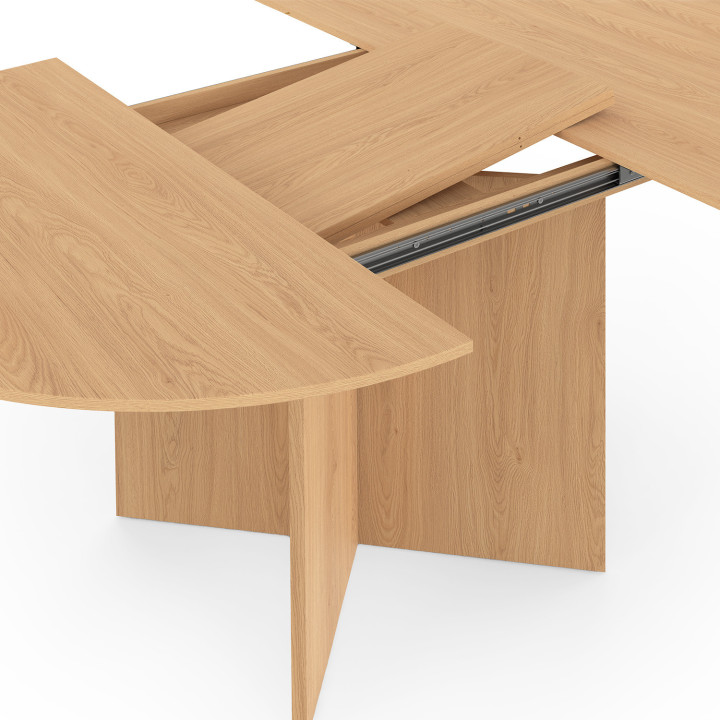 Table à manger extensible ovale MARTHE 6-8 personnes bois façon hêtre 110-150 cm