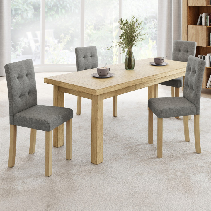 Lot de 4 chaises POLGA capitonnées grises pour salle à manger