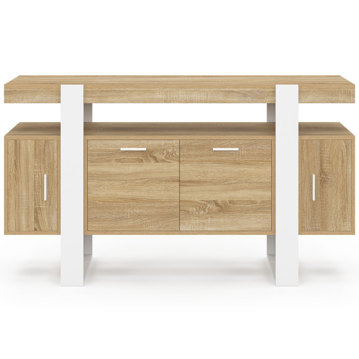 Aparador 140 cm 4 puertas madera y blanco - PHOENIX | ID Market