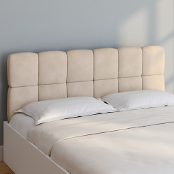 Tête de lit suspendue matelassée NUAGE velours beige 160 cm