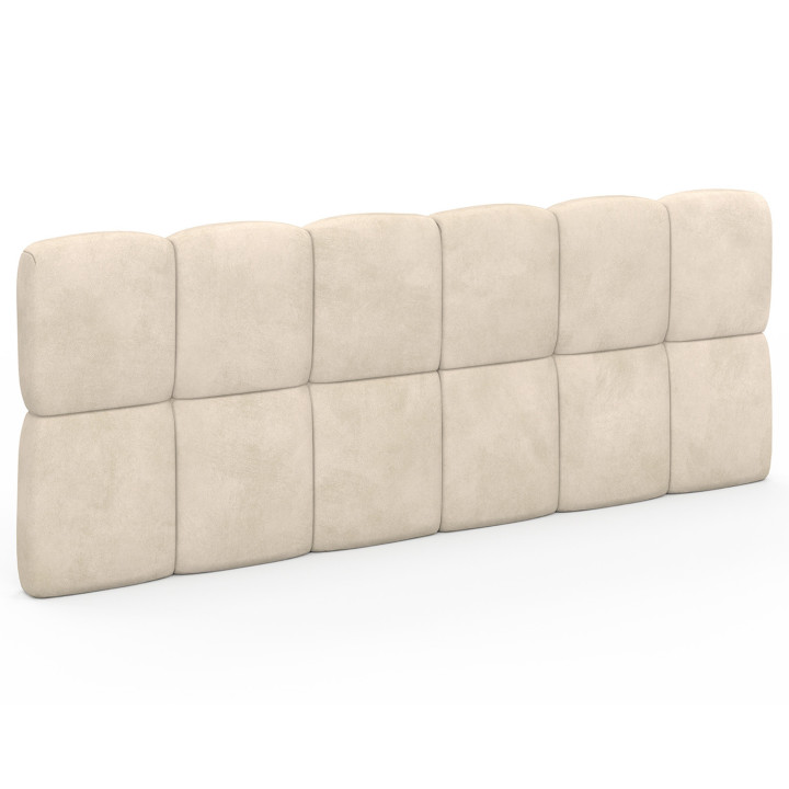 NUAGE fluweel beige 160 cm doorgestikt hangend hoofdbord