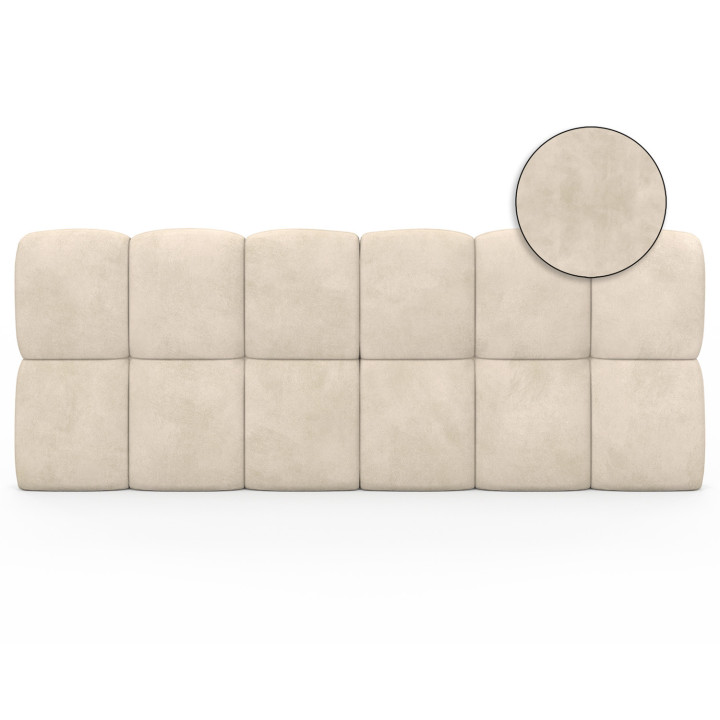 Tête de lit suspendue matelassée NUAGE velours beige 160 cm
