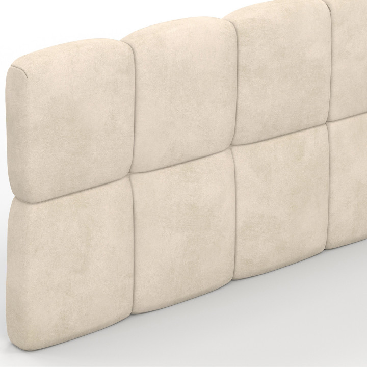 NUAGE velluto beige 160 cm testata sospesa trapuntata