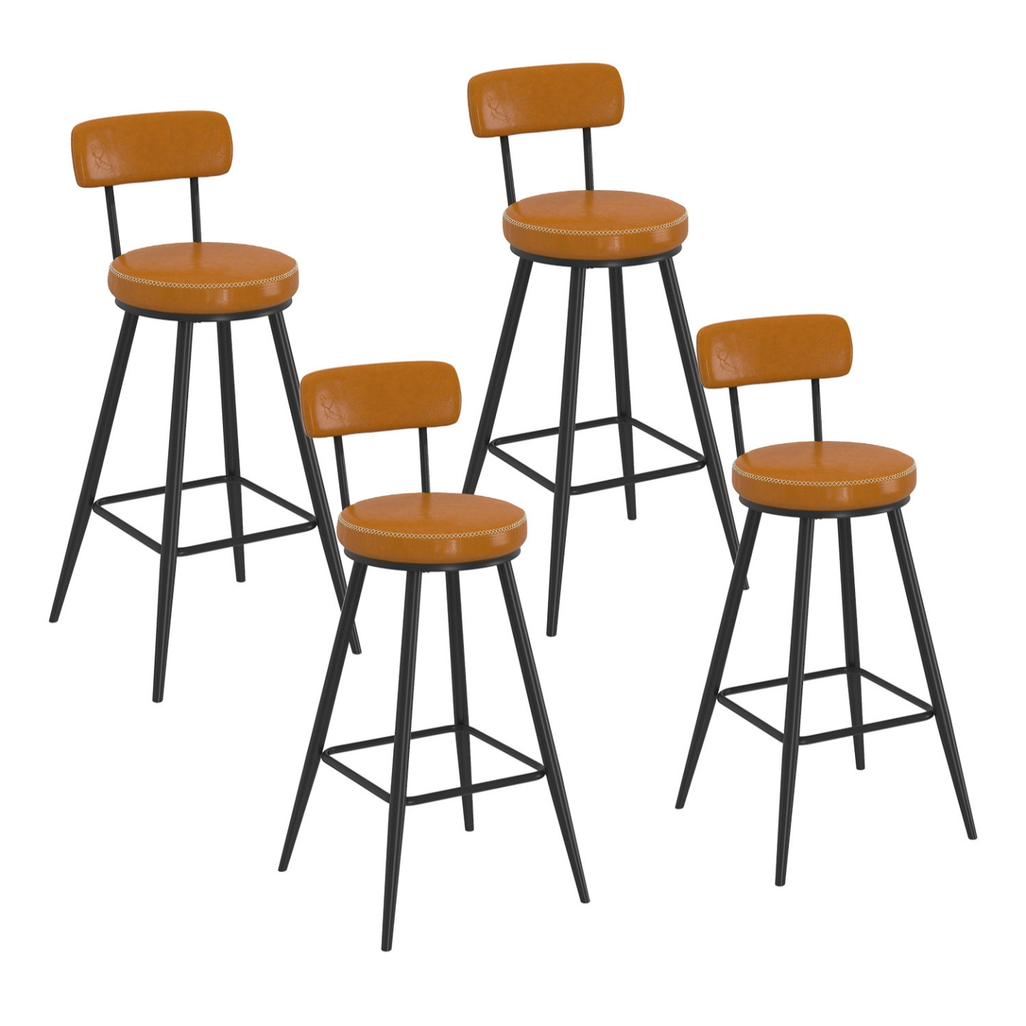 Lot de 4 tabourets de bar marron et pieds métal - ISAURE | IdMarket ...