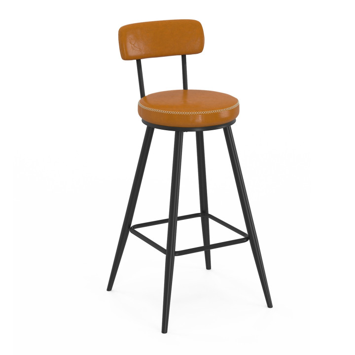 Juego de 4 taburetes de bar marrón con patas de metal - ISAURE | IDMarket