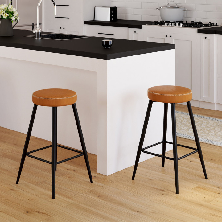 Set di 2 sgabelli da bar marrone con gambe in metallo - ISAURE | IDMarket